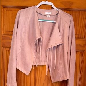 NWOT VENUS XL Blush Pink Open Front Fringe Jacket Never Worn